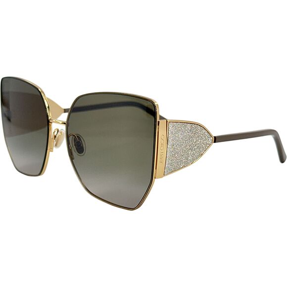 Jimmy Choo River S Womens Metal Sunglass 0763HA Gold Mud 61-16 Gray Gradnt Italy - Picture 1 of 5